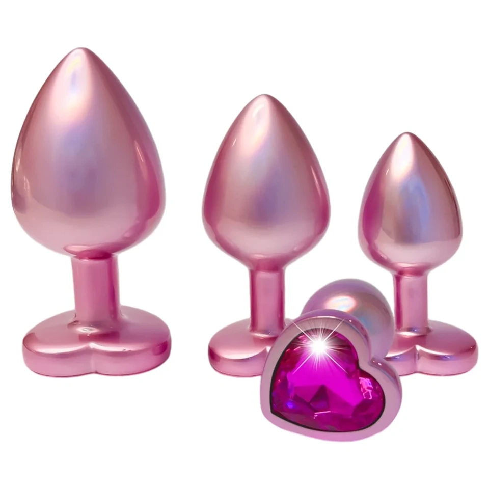 Dreamtoys Gleaming Love - szíves anál plug szett (rózsaszín)