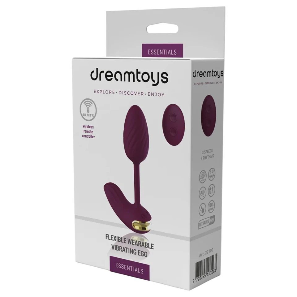Dreamtoys Essentials - hordható hajlékony vibrotojás (lila)