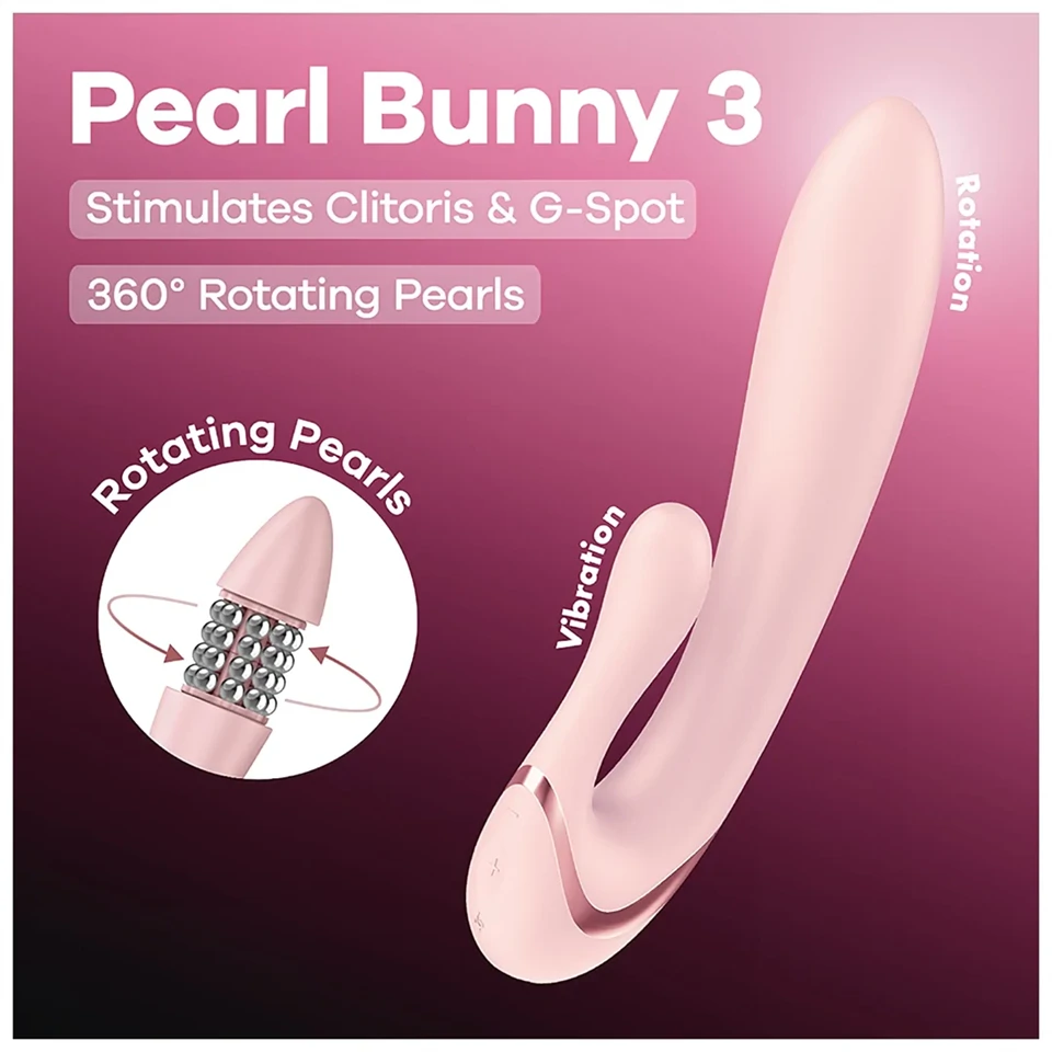 Satisfyer - Pearl Bunny 3 forgógyöngyös nyuszivibrátor (pink)