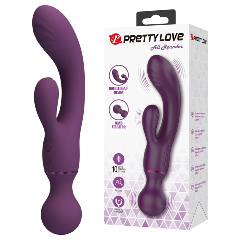 Pretty Love All Rounder - dupla fejű G-pont és csiklóvibrátor (lila)