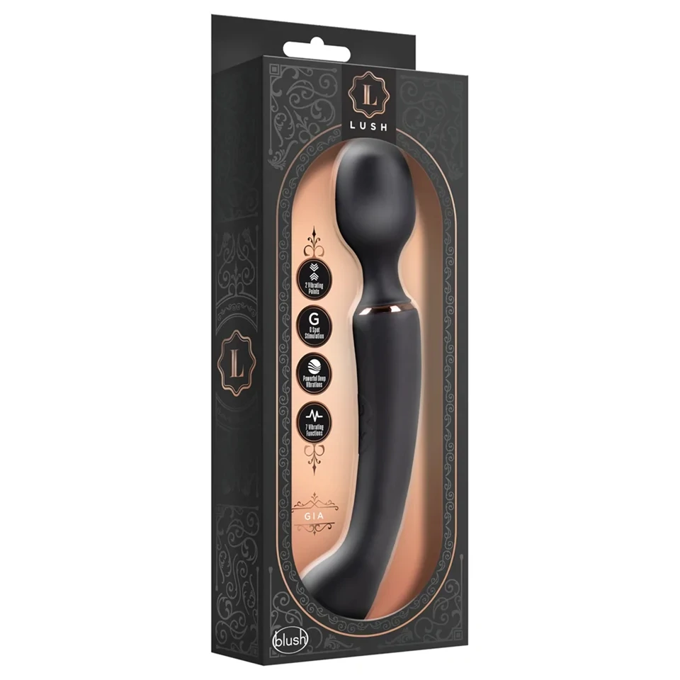 Blush Lush - 2 az 1-ben wand és G-pont vibrátor (fekete)