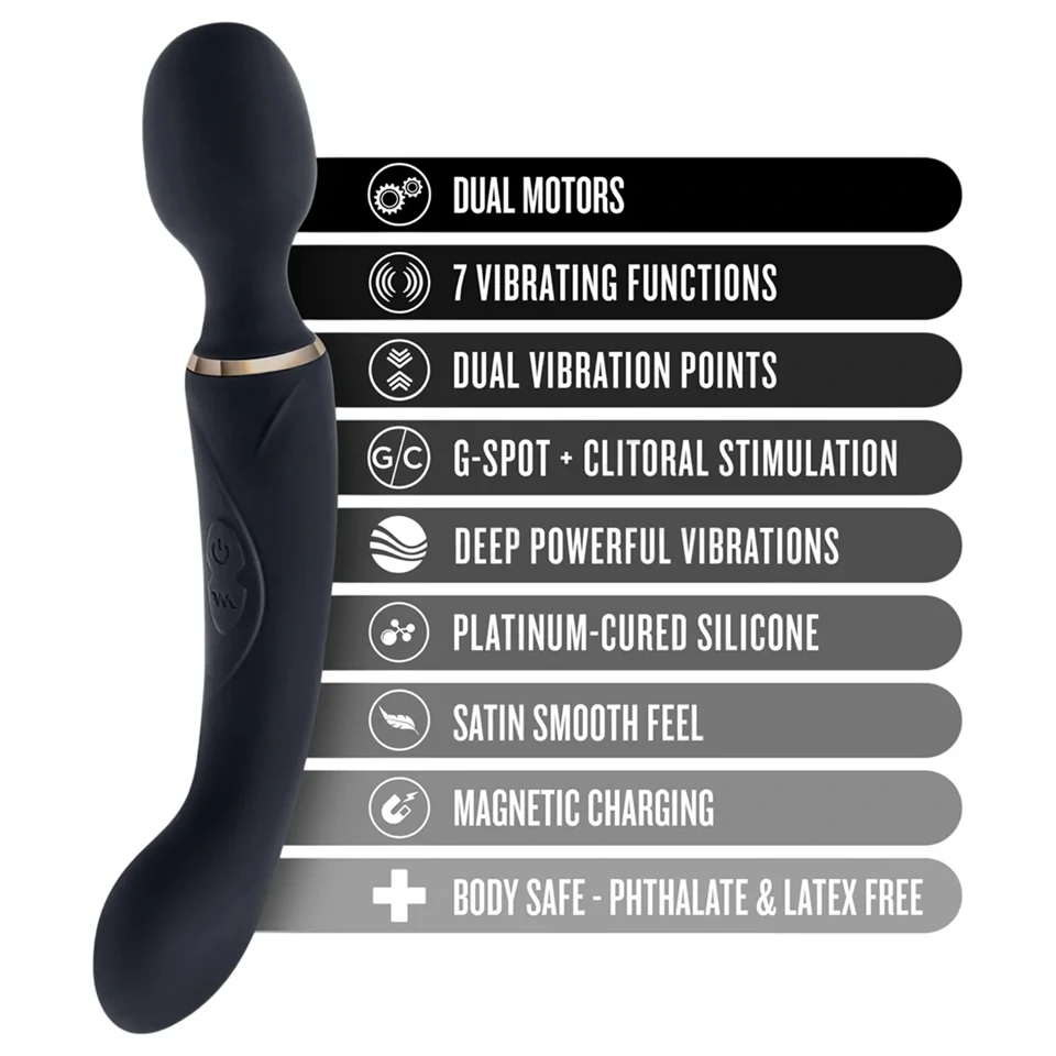 Blush Lush - 2 az 1-ben wand és G-pont vibrátor (fekete)