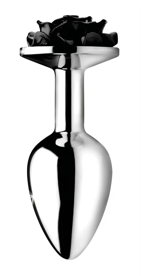 Booty Sparks Black Rose - alumínium anál plug (ezüst-fekete)