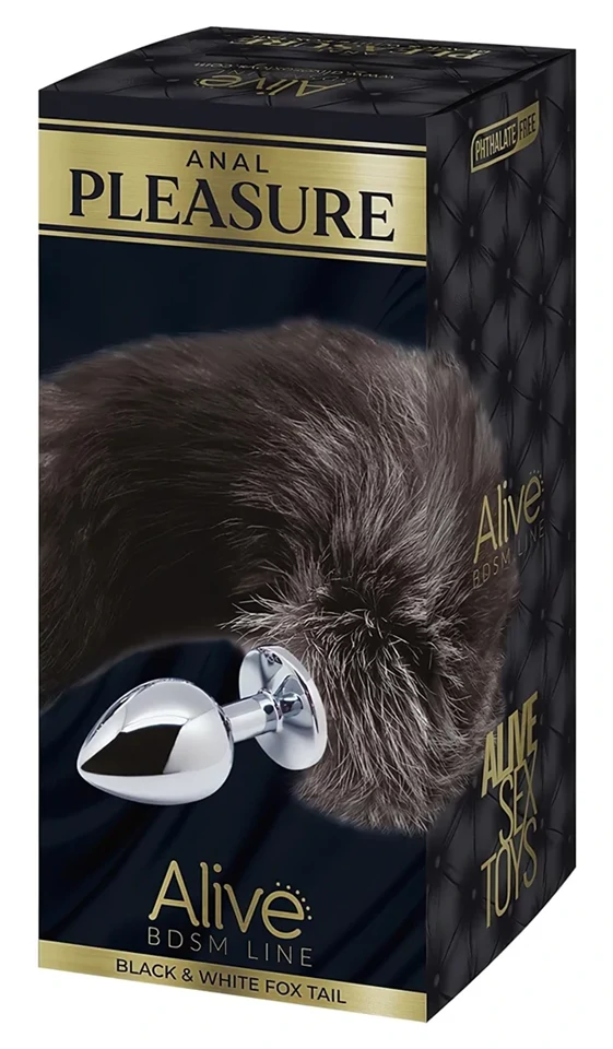 Alive Anal Pleasure - közepes anál plug rókafarokkal (ezüst)