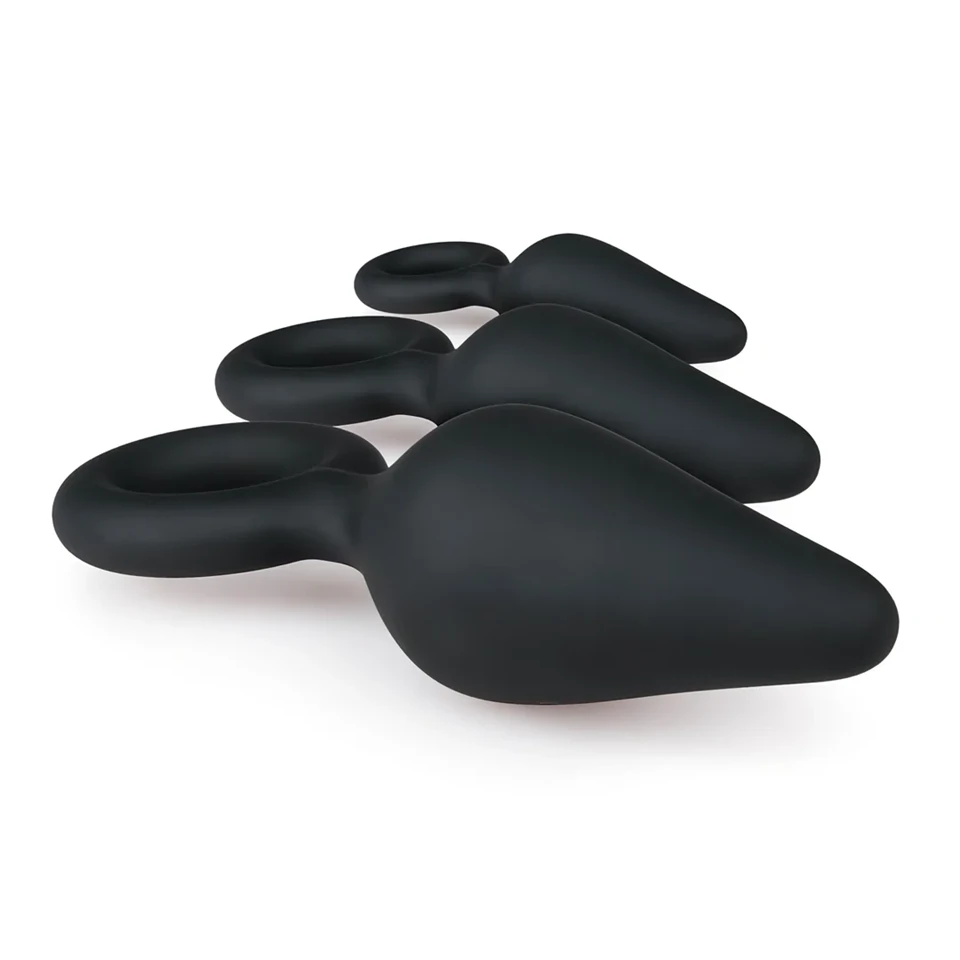 EasyToys - gyűrűs anál plug szett - 3 db (fekete)