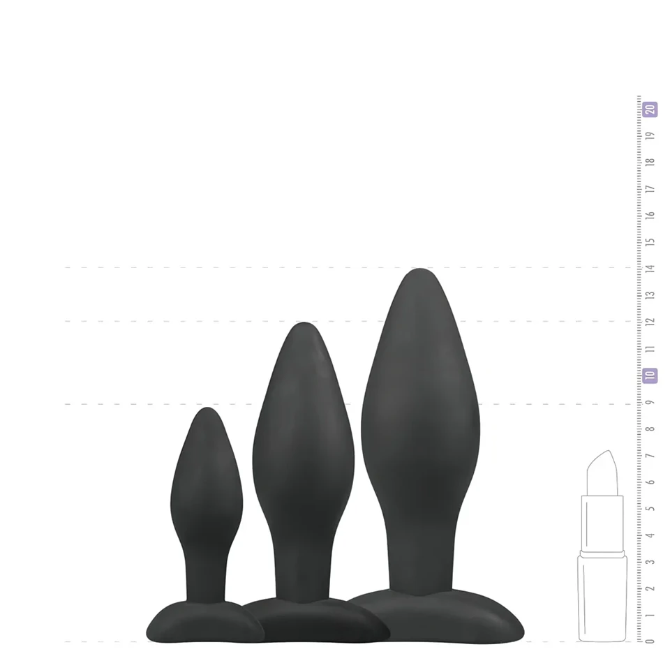 EasyToys Rocket - anál plug szett (fekete, 3 részes)