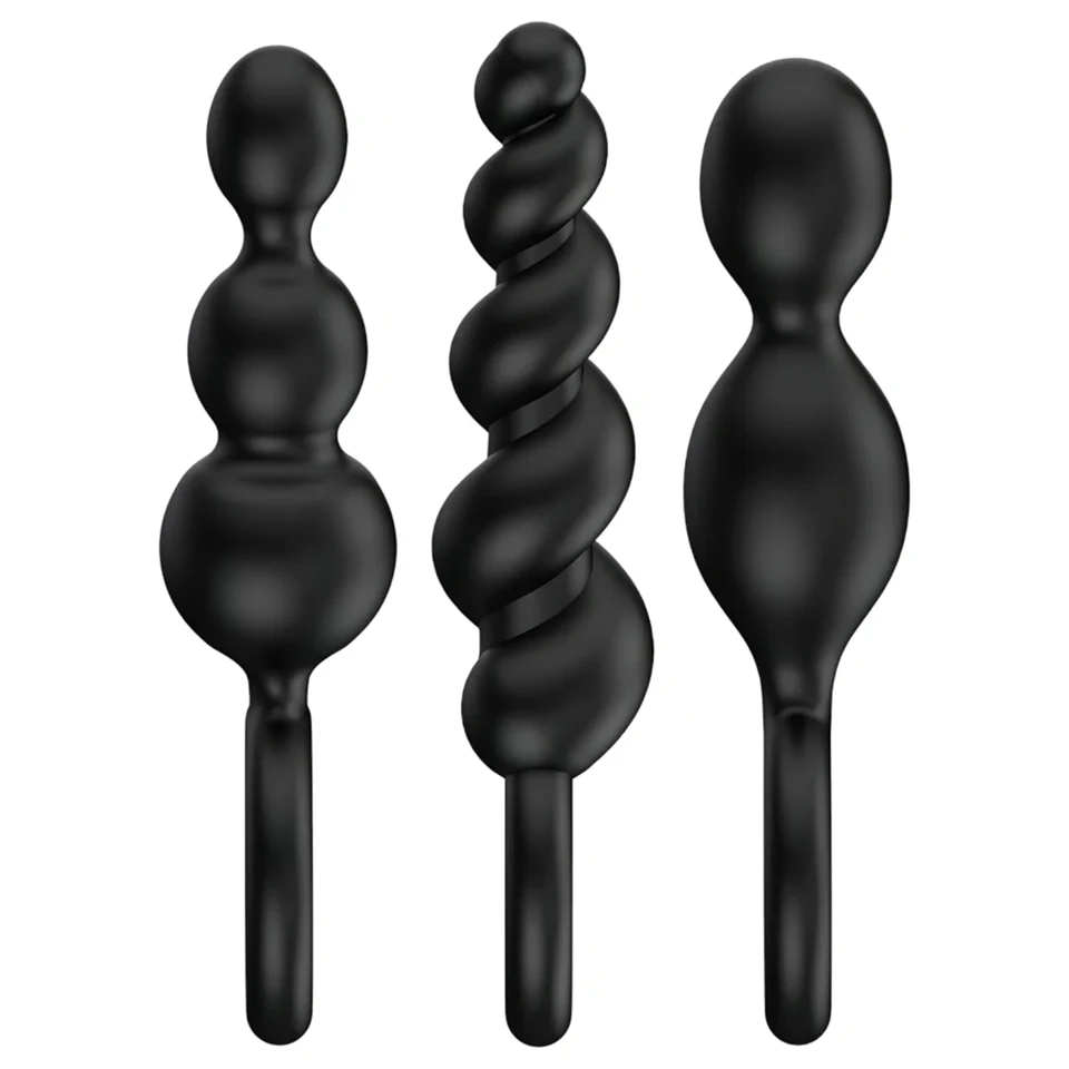 Satisfyer Booty Call - anál plug szett (fekete, 3 részes)