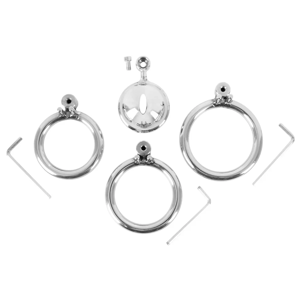 fetish collection - mini péniszketrec 3 cserélhető heregyűrűvel (ezüst)