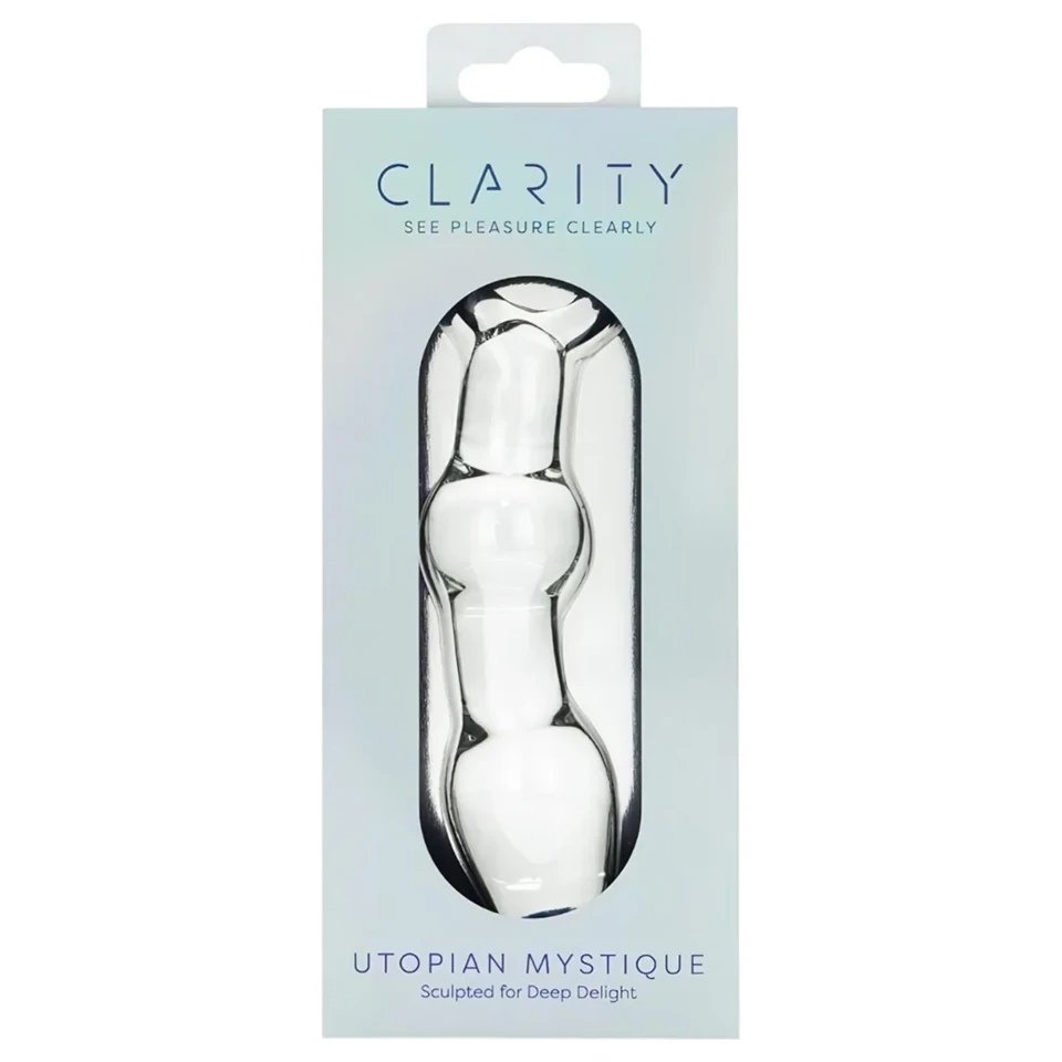 Clarity Utopian Mystique - bordázott üveg análdildó (átlátszó)