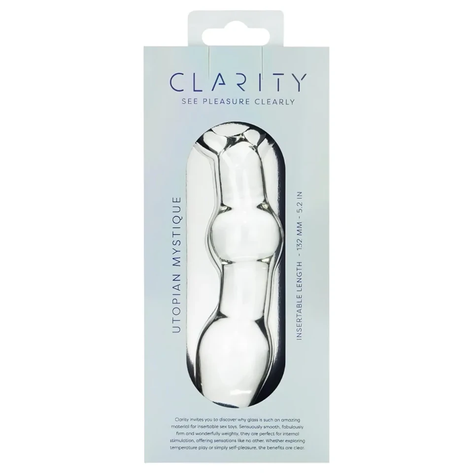 Clarity Utopian Mystique - bordázott üveg análdildó (átlátszó)
