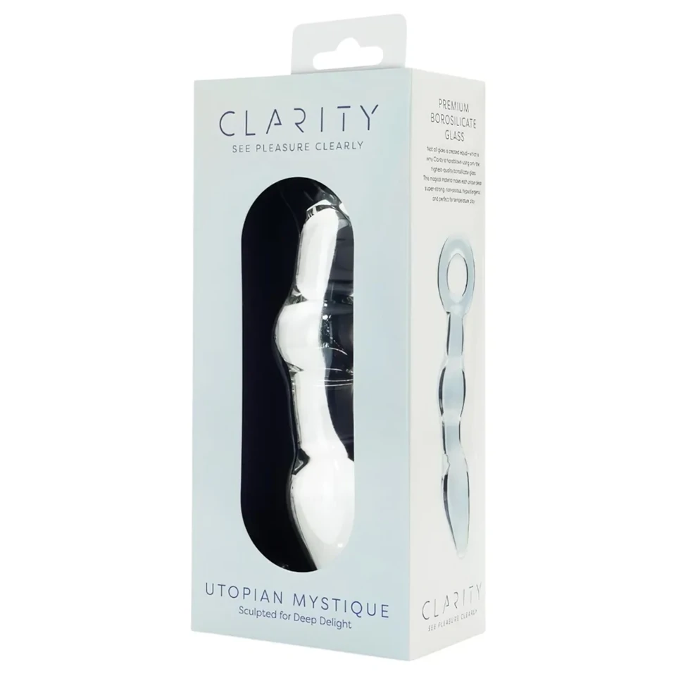 Clarity Utopian Mystique - bordázott üveg análdildó (átlátszó)
