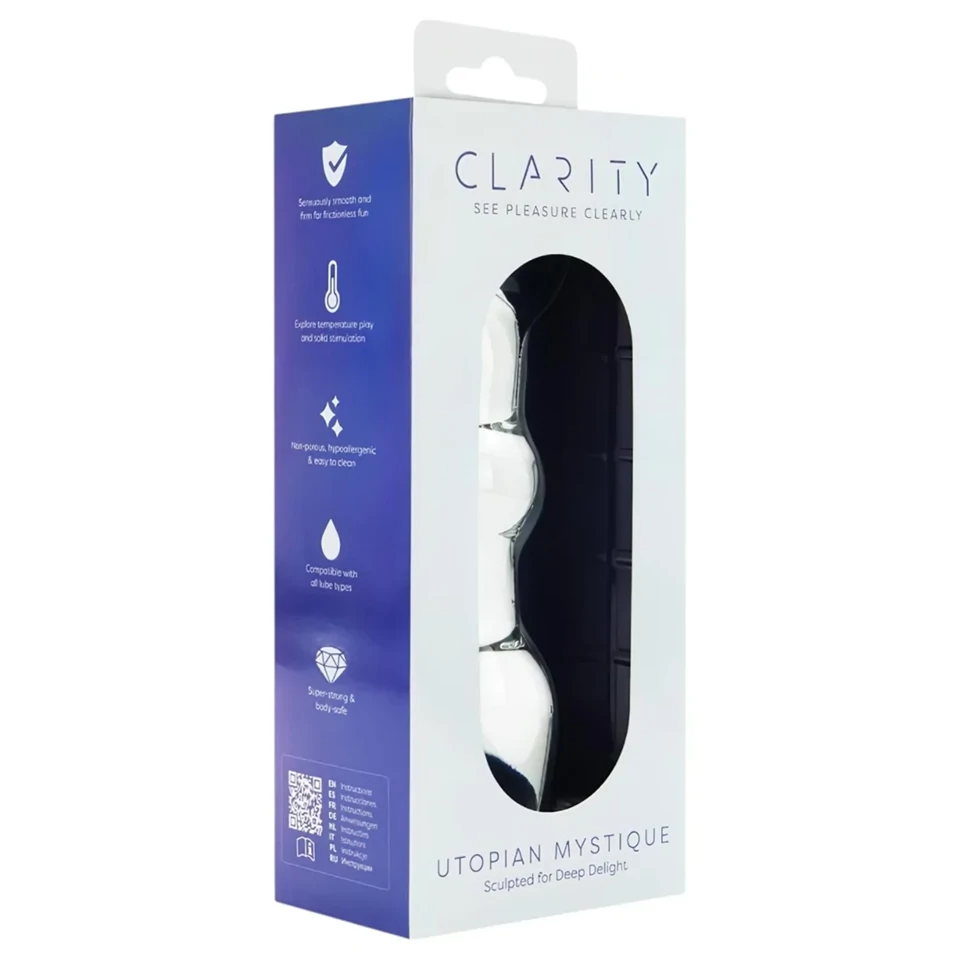 Clarity Utopian Mystique - bordázott üveg análdildó (átlátszó)