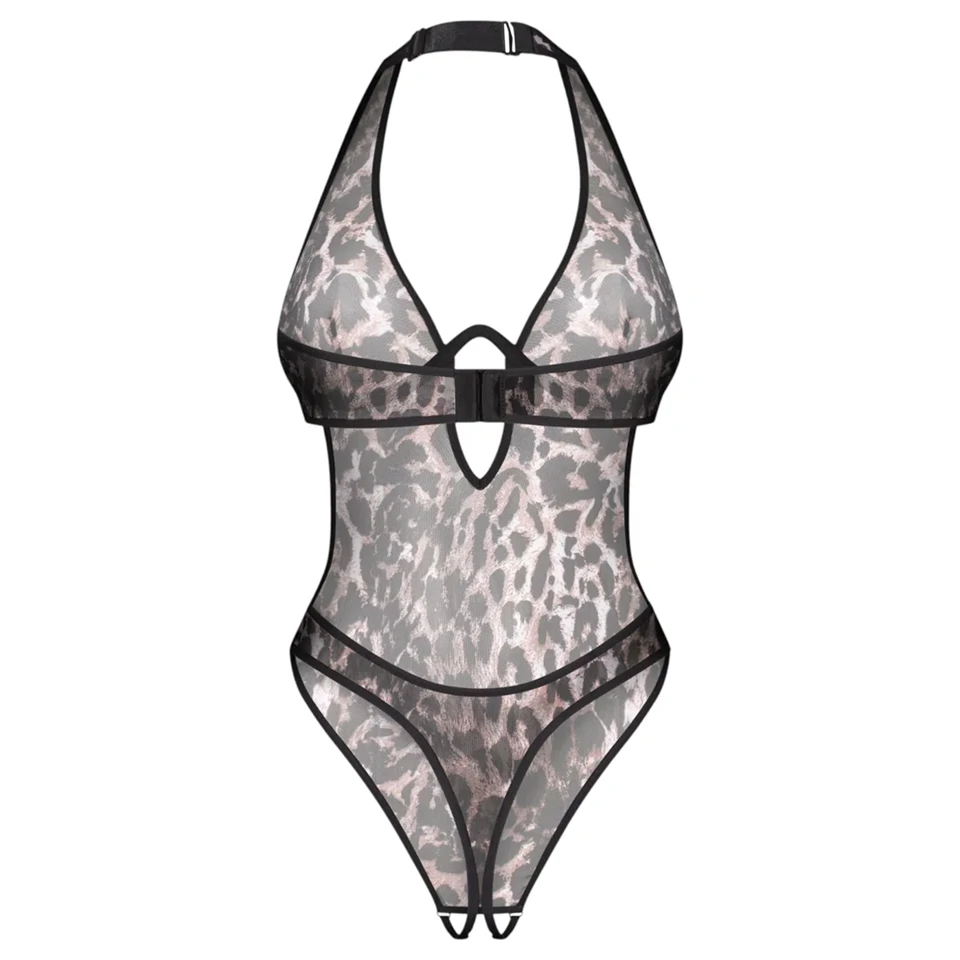Obsessive Addia - leopárdmintás nyitott body