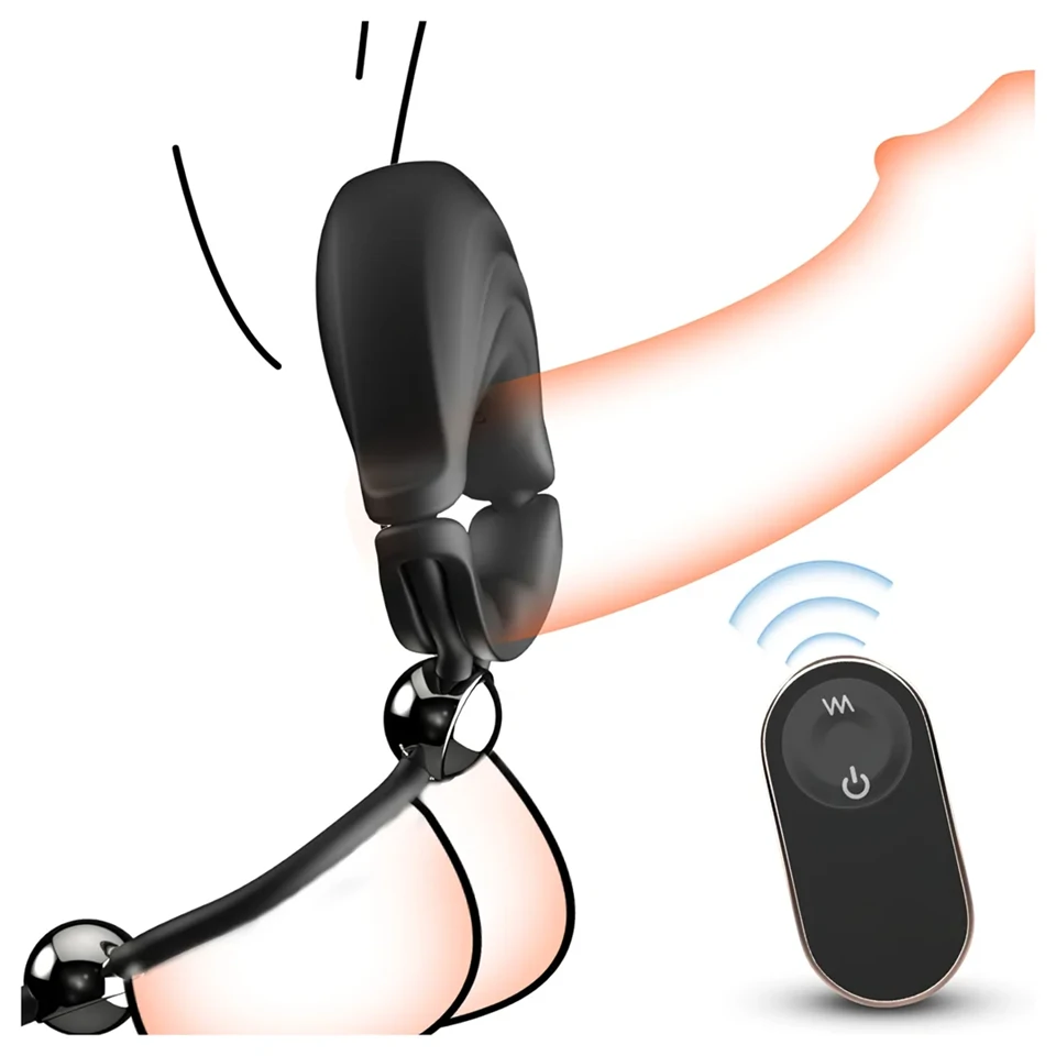 Sex HD - állítható vibrációs péniszgyűrű távirányítóval (fekete)