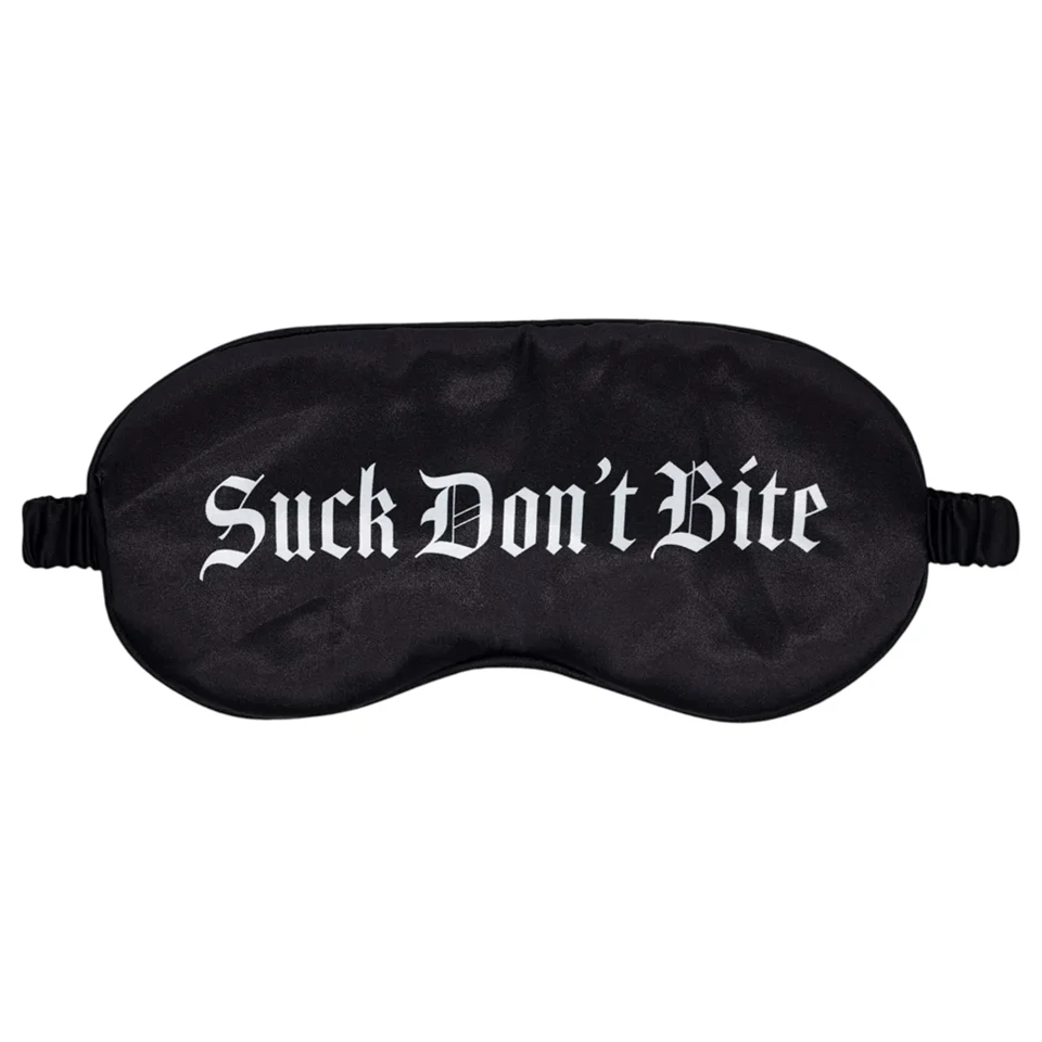 Ouch! - "Suck Don't Bite" feliratos szatén szemmaszk (fekete)