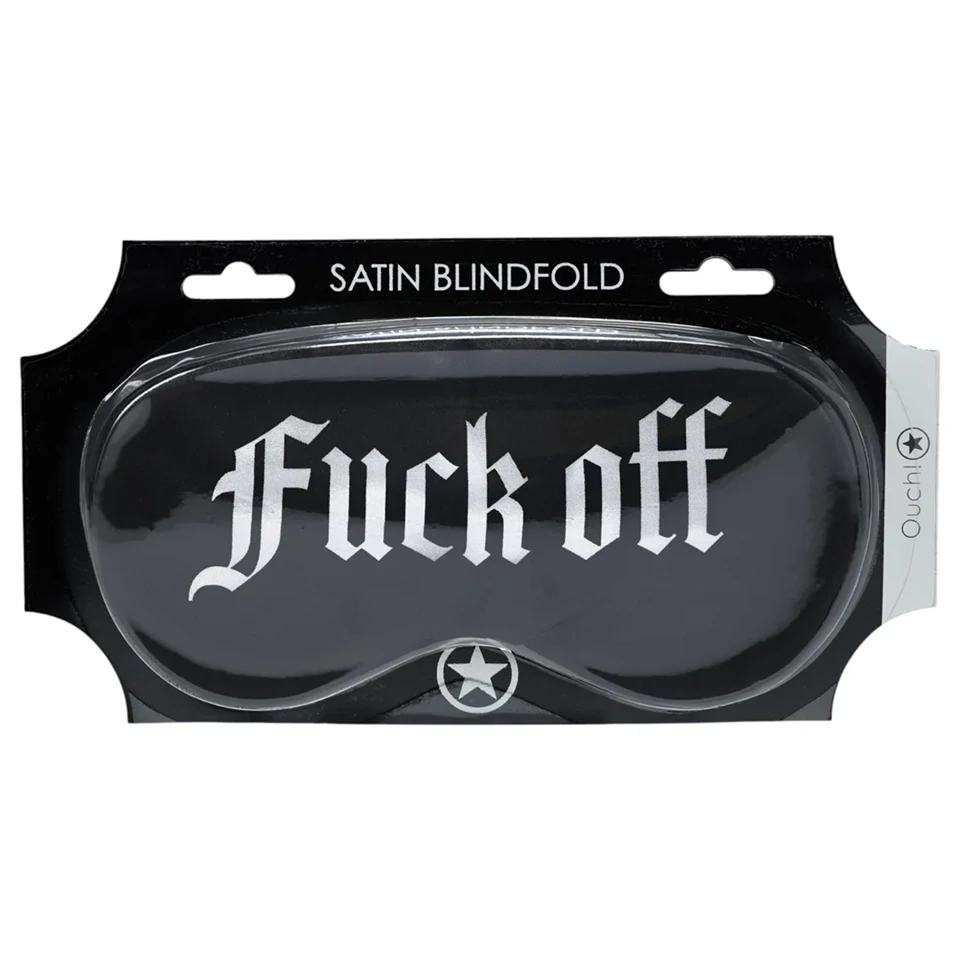 Ouch! - "Fuck Off" feliratos szatén szemmaszk (fekete)