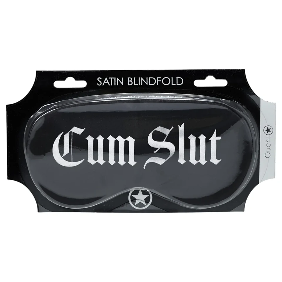 Ouch! - "Cum Slut" feliratos szatén szemmaszk (fekete)