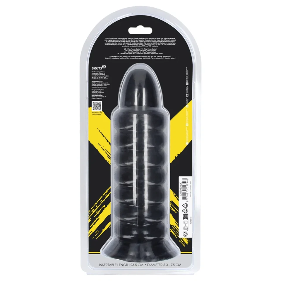 Ouch! Spiral Force - csavart anál plug (fekete) - 23,5 cm