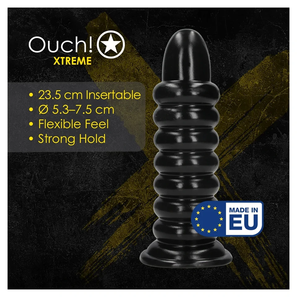 Ouch! Spiral Force - csavart anál plug (fekete) - 23,5 cm