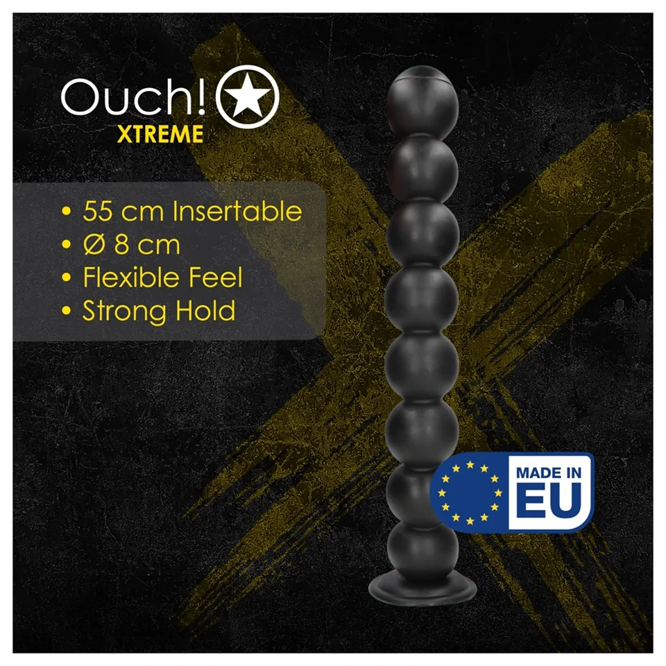 Ouch! Balls of Lust - óriás anál gyöngysor (fekete) - 55 cm