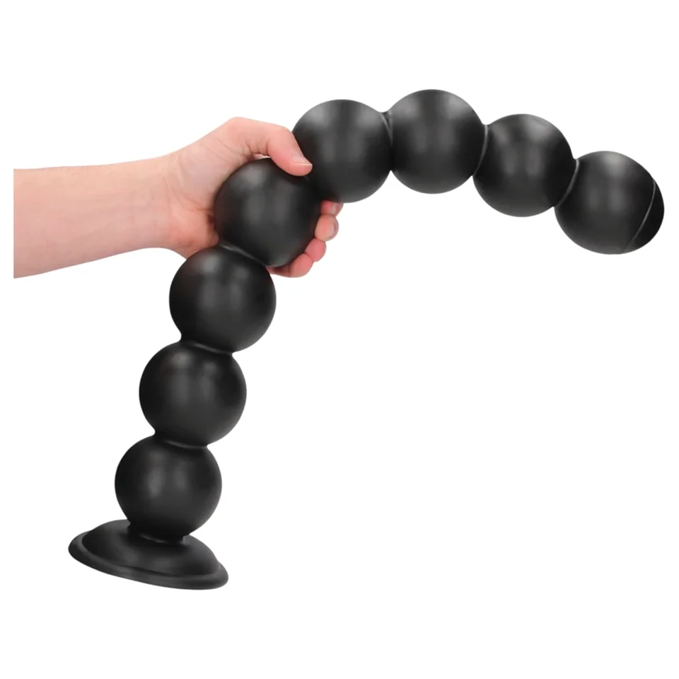 Ouch! Balls of Lust - óriás anál gyöngysor (fekete) - 55 cm