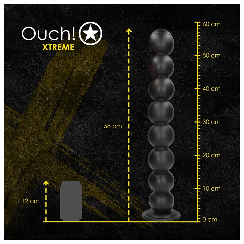 Ouch! Balls of Lust - óriás anál gyöngysor (fekete) - 55 cm