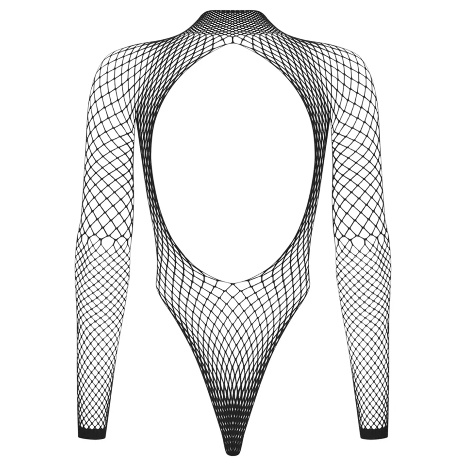 Obsessive - hosszú ujjú necc body (fekete) - (S-L)
