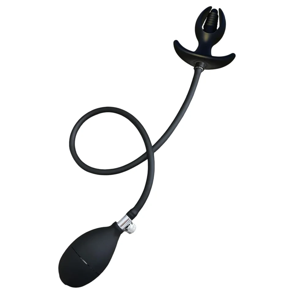 Kangvo - mágneses felfújható análplug bordázott (fekete)