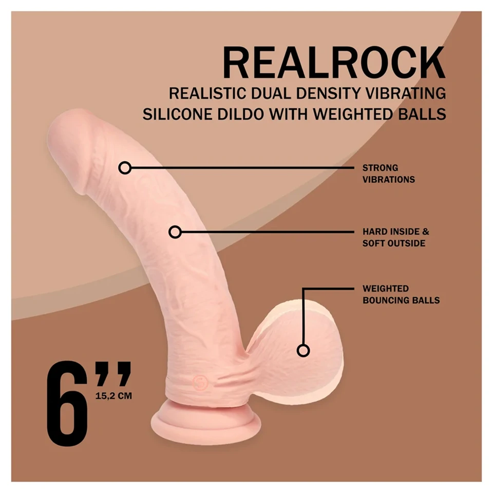 RealRock - dupla sűrűségű élethű vibrátor (testszínű) - 15 cm