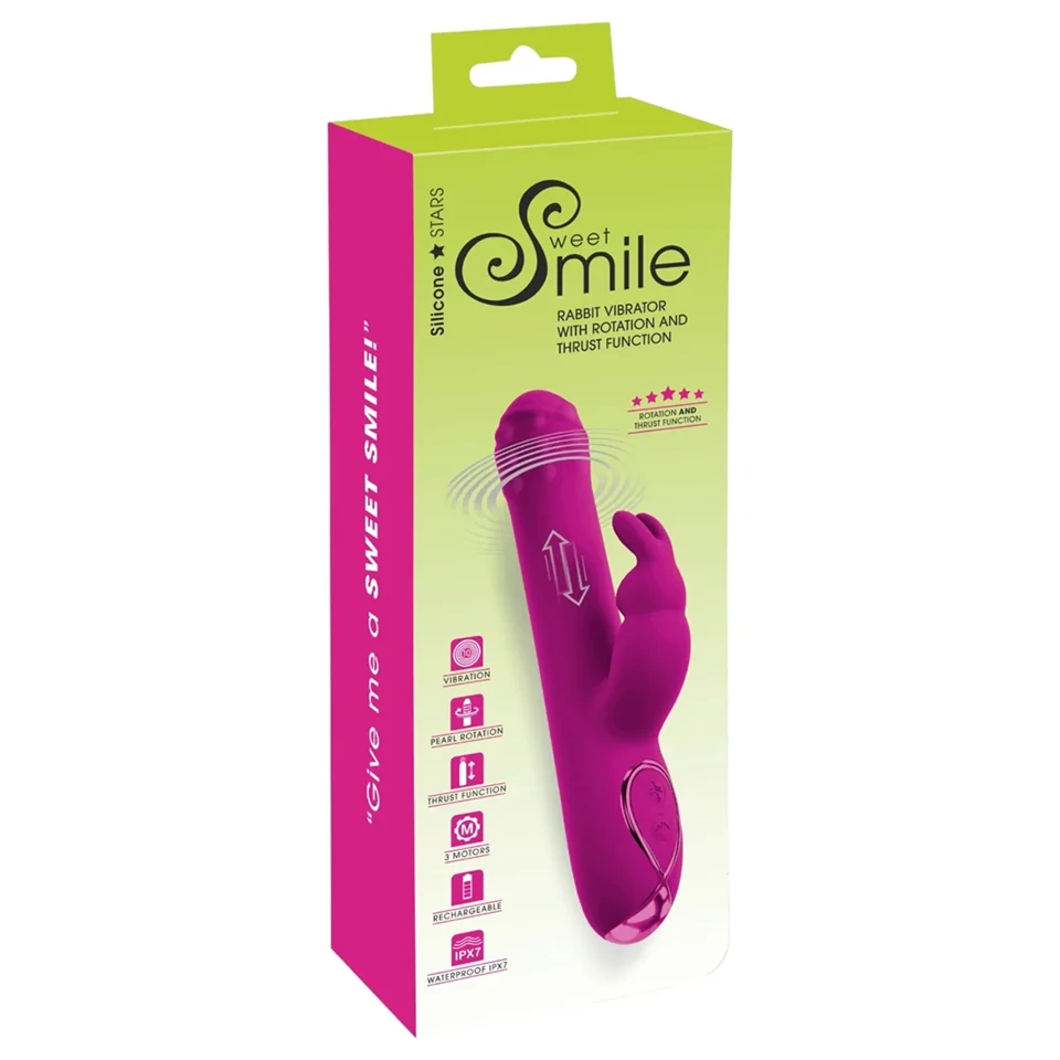 Sweet Smile - lökő, forgó csiklókaros vibrátor (rózsaszín)