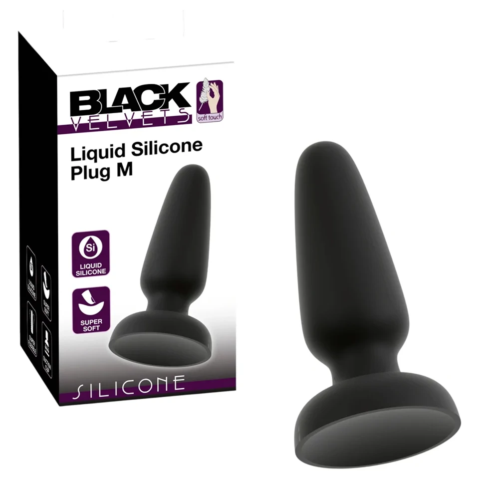 Black Velvets - tapadókorongos szilikon anál plug (fekete) - M