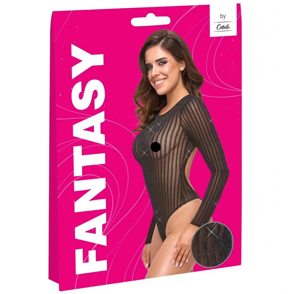 Cottelli - csíkos, ezüstszálas body (fekete) - S-L