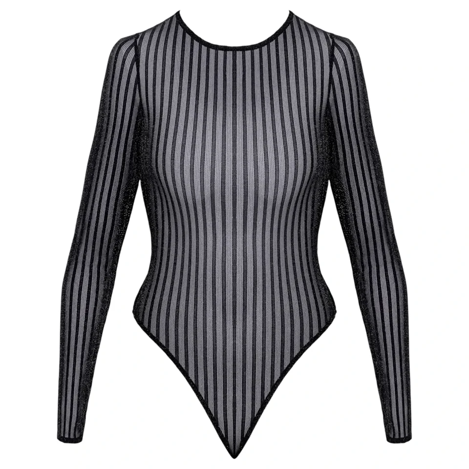 Cottelli - csíkos, ezüstszálas body (fekete) - S-L