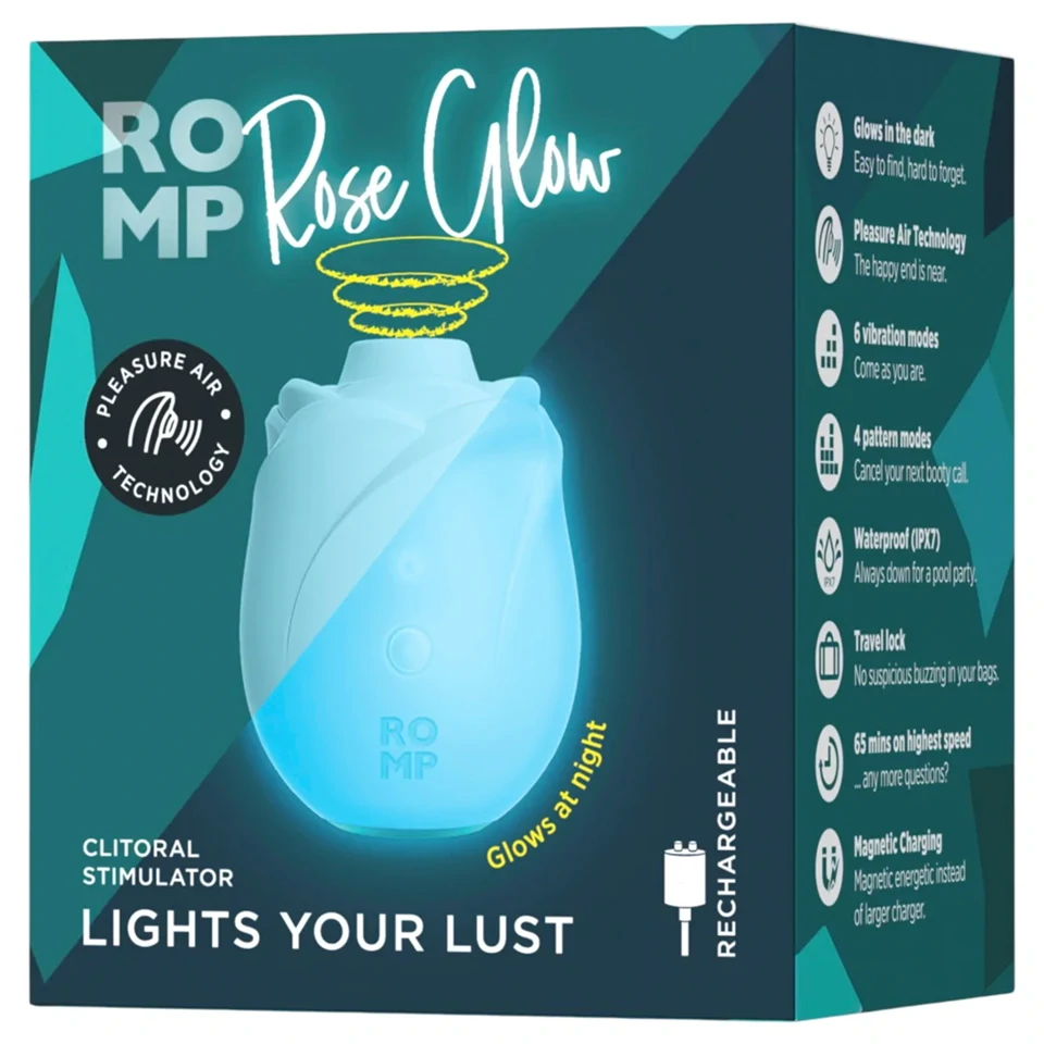 ROMP Rose Glow - léghullámos csiklóizgató (kék)