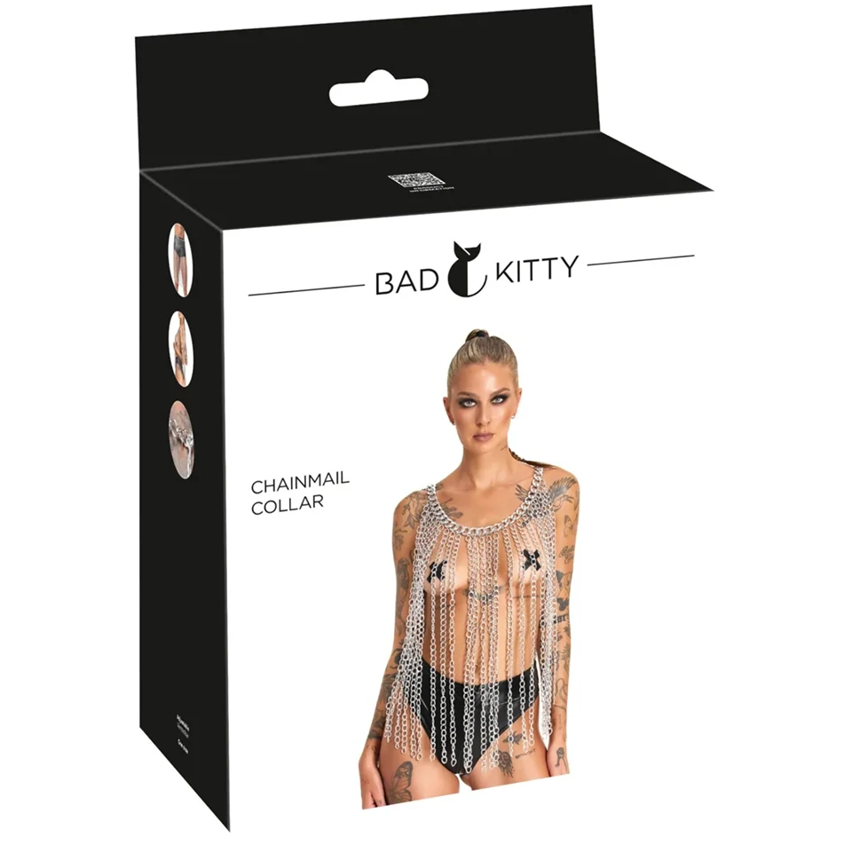 Bad Kitty - láncszem nyakörv és öv (ezüst)