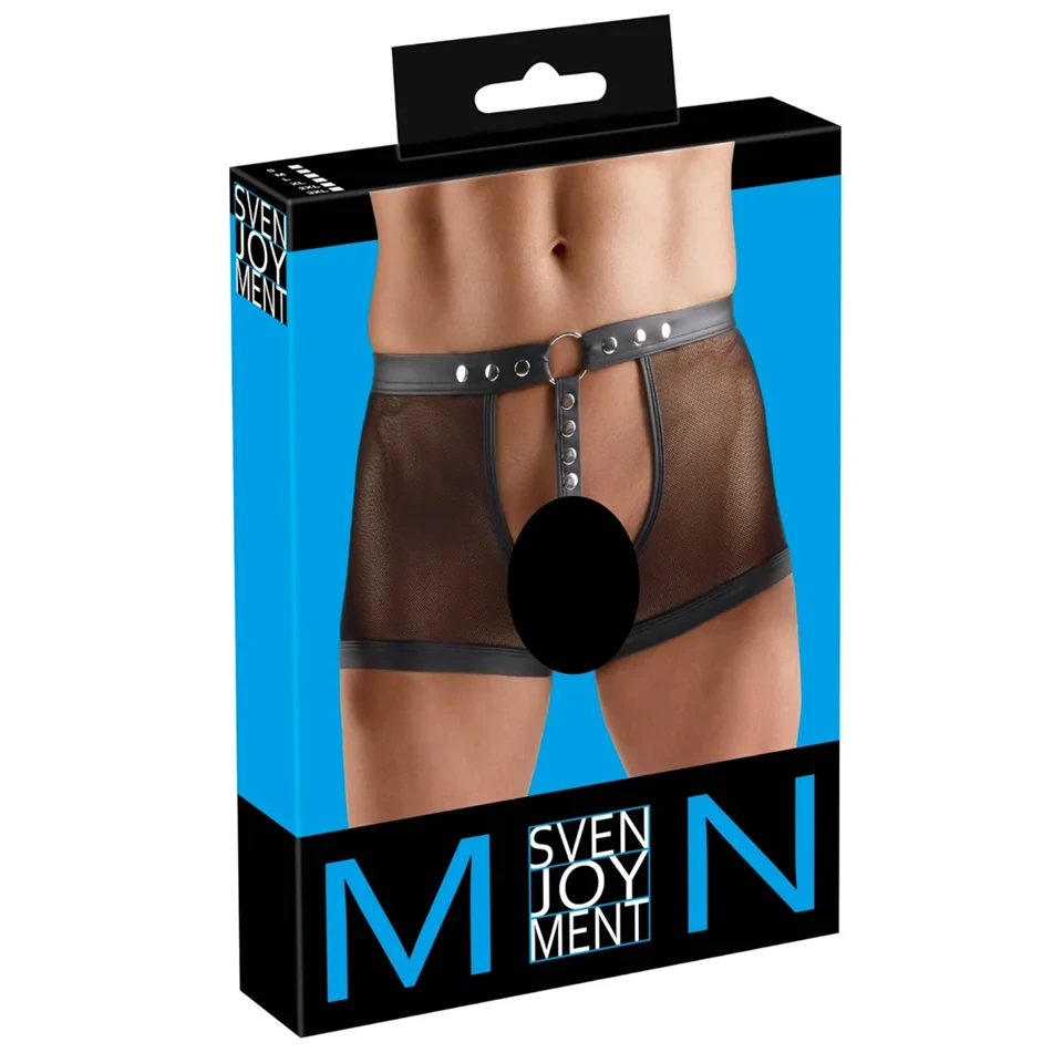 Svenjoyment - nyitott necc férfi alsó péniszgyűrűvel (fekete)
