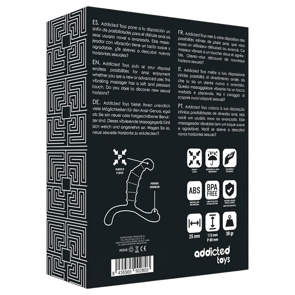 Addicted Toys - prosztata- és gátmasszírozó (fekete) - 11,3 cm