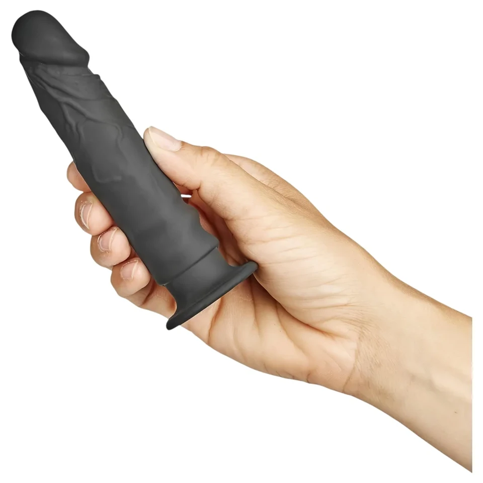 Baseks Slimline - tapadókorongos anál dildó (fekete)