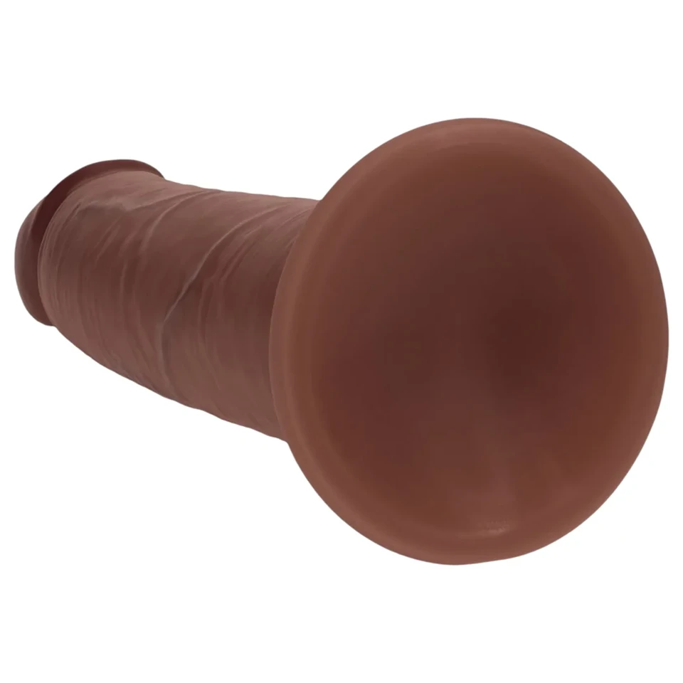 RealRock - dupla sűrűségű élethű dildó (barna) - 20,5 cm