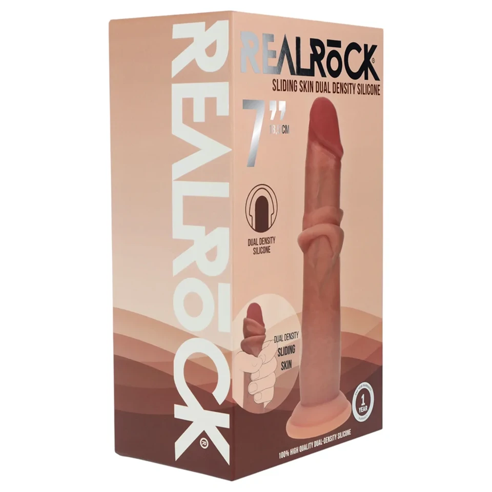 RealRock - dupla sűrűségű élethű dildó (napbarnított) - 18,5 cm