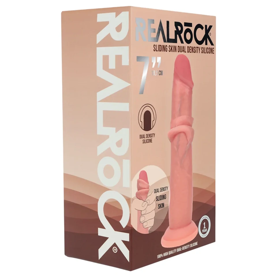 RealRock - dupla sűrűségű élethű dildó (testszínű) - 18,5 cm