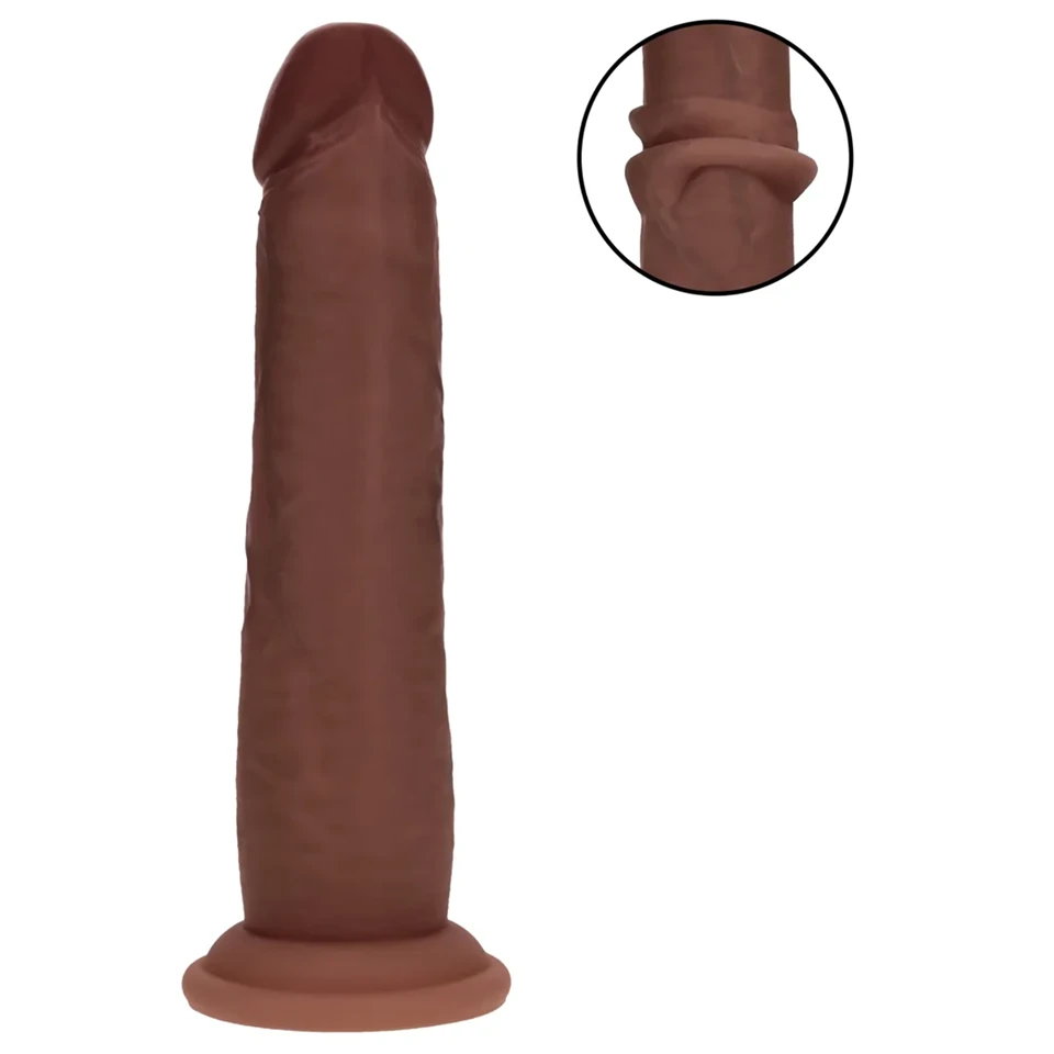 RealRock - dupla sűrűségű élethű dildó (barna) - 18,5 cm
