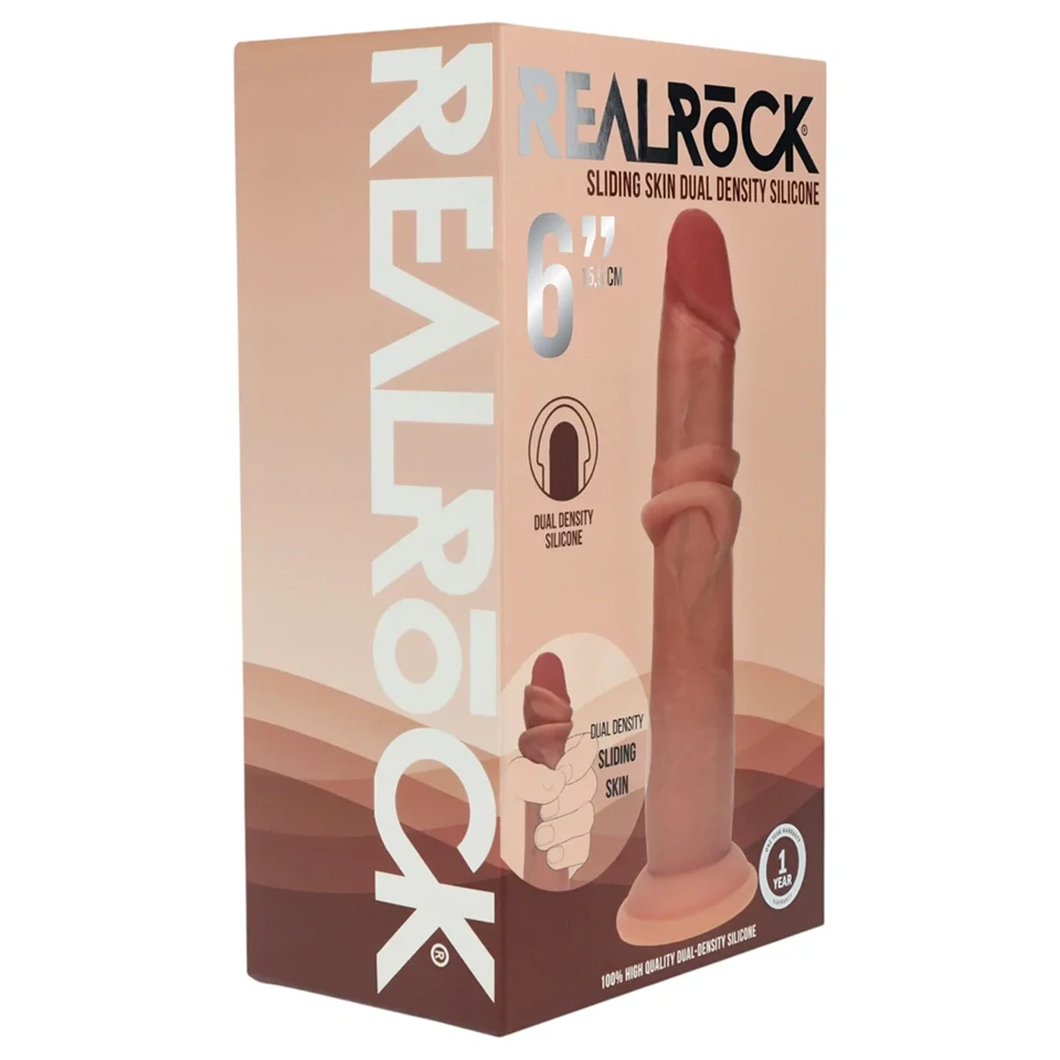 RealRock - dupla sűrűségű élethű dildó (napbarnított) - 15,5 cm