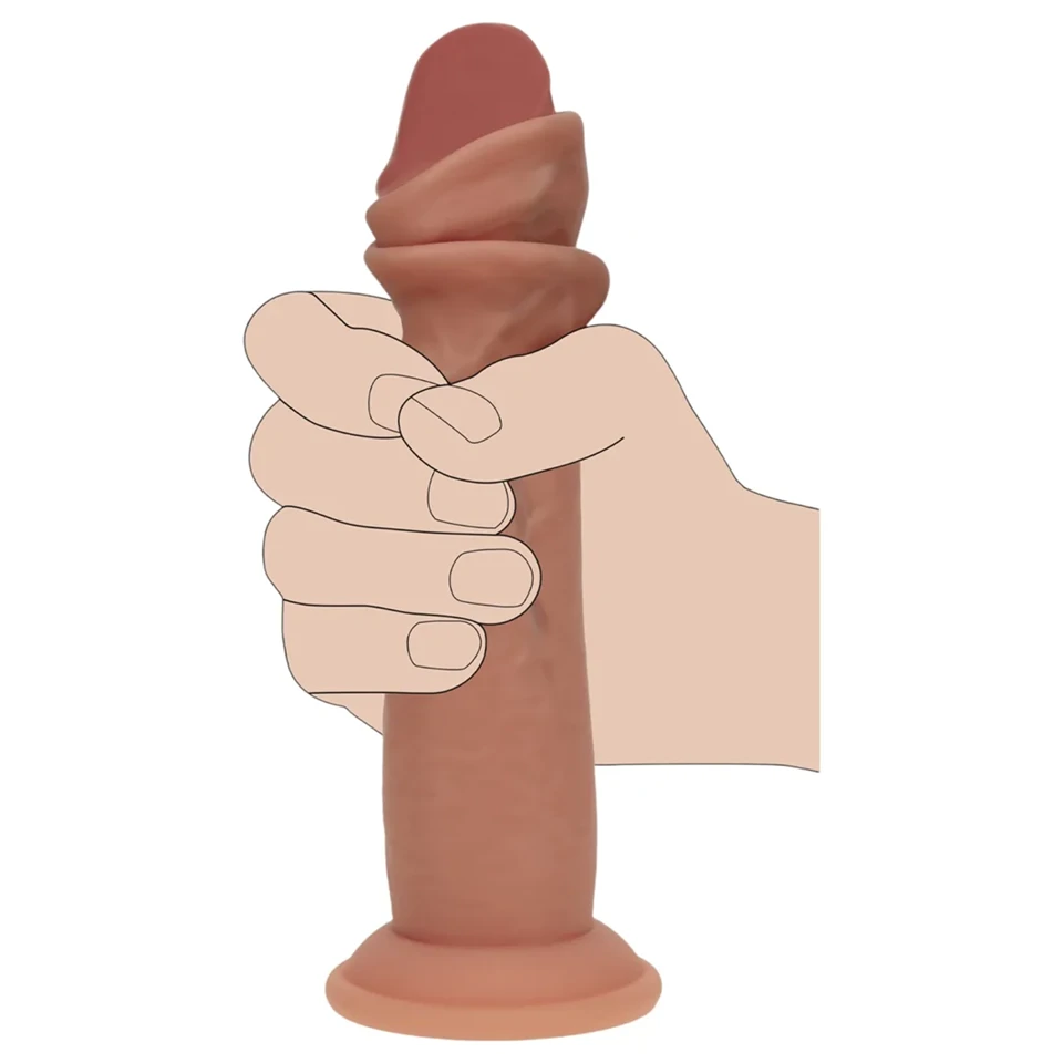 RealRock - dupla sűrűségű élethű dildó (napbarnított) - 15,5 cm