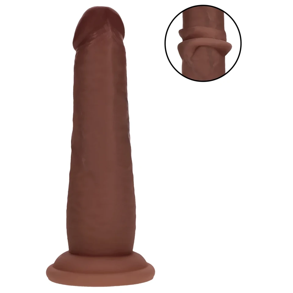 RealRock - dupla sűrűségű élethű dildó (barna) - 15,5 cm