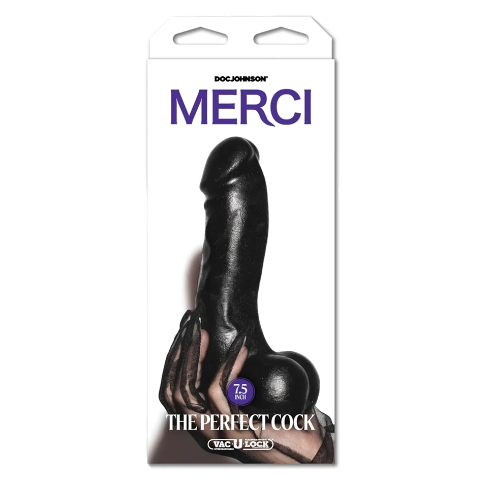 Doc Johnson The Perfect Cock - élethű dildó (fekete) - 19 cm