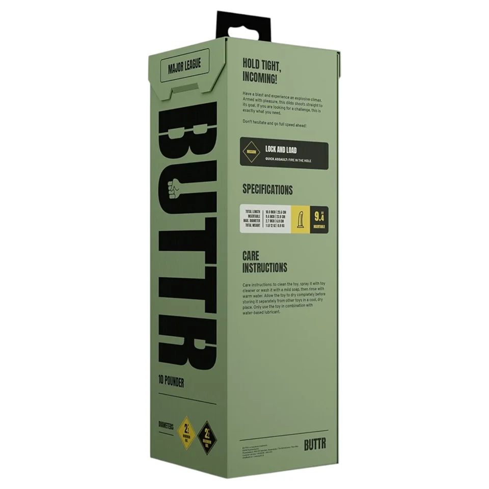 BUTTR Double Ribbed - óriás bordázott anál plug (fekete) - 26 cm
