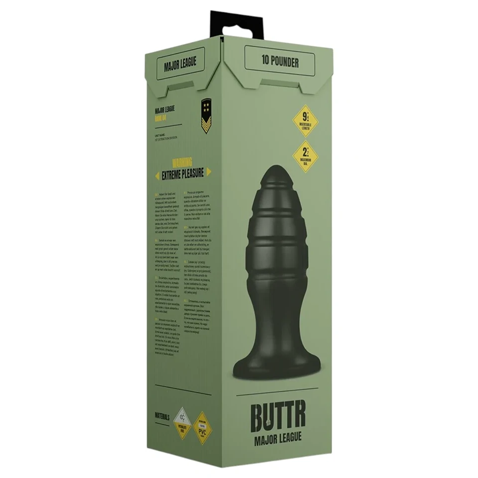 BUTTR Aftershock - óriás anál plug (fekete) - 23 cm