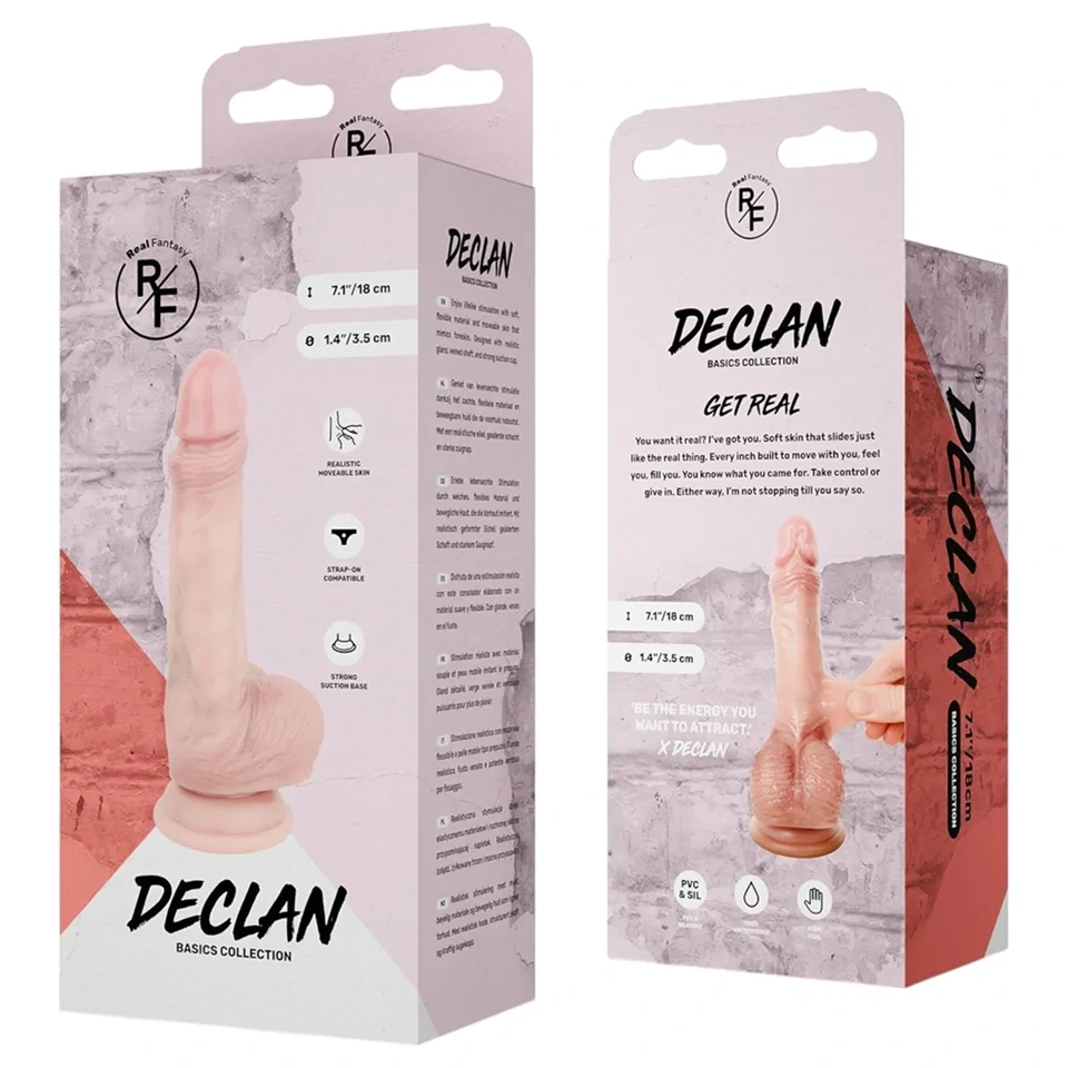 Real Fantasy Declan - élethű dildó előbőrrel (testszínű) - 18 cm