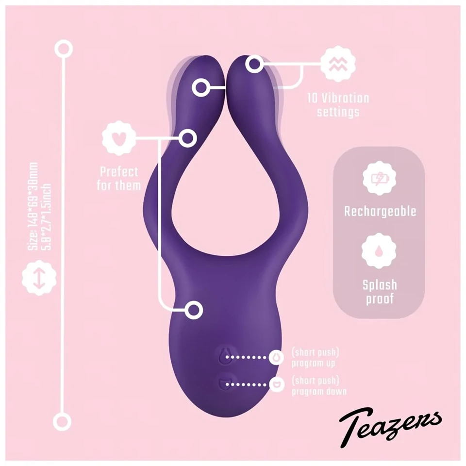 Teazers Partner Multifun - párvibrátor (lila)